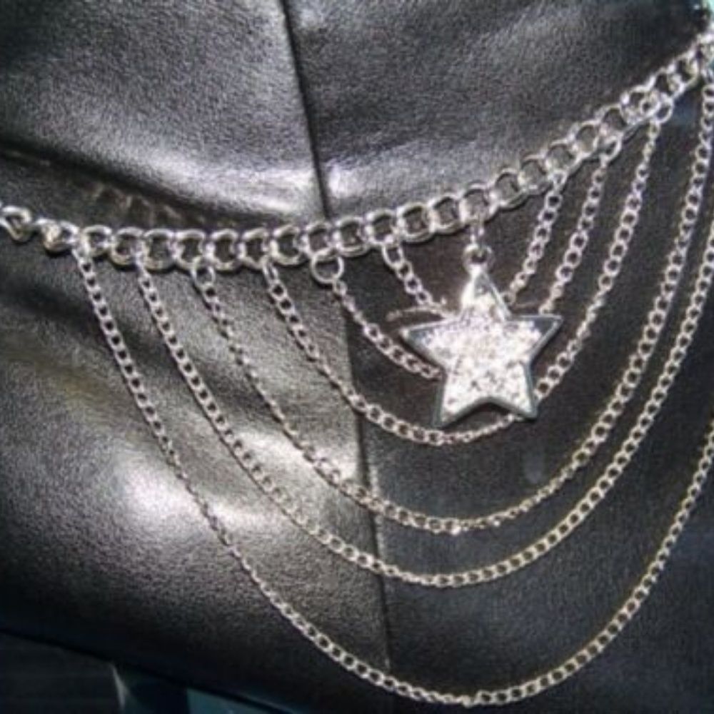 PAVE CRYSTAL STAR CHAIN SILVER BOOT ANKLET JEWELRY - Picture 2 of 2